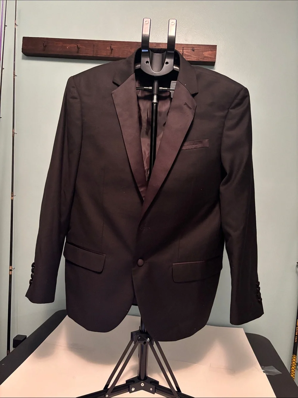 Men's Black Notch Lapel Single-Button Blazer